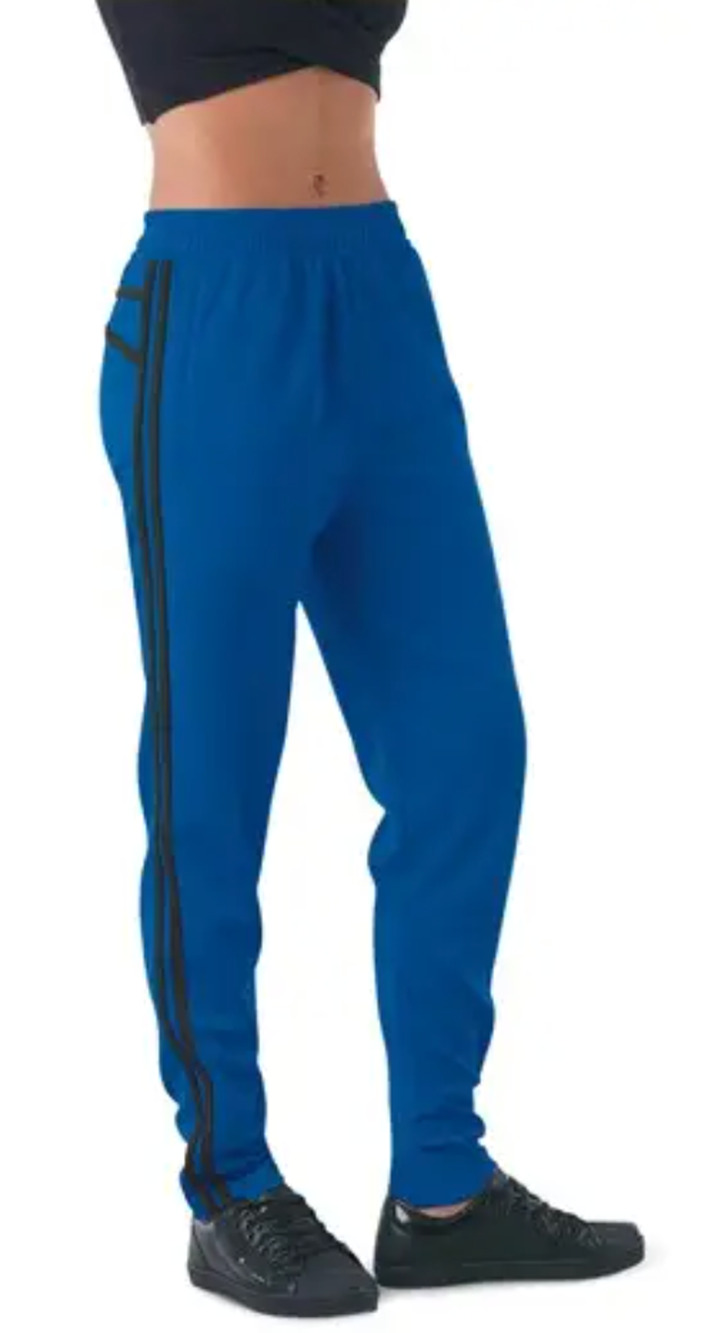 Unisex Blue Jogger Pants Black Stripe Dance Costume Hip Hop Contemporary XXL